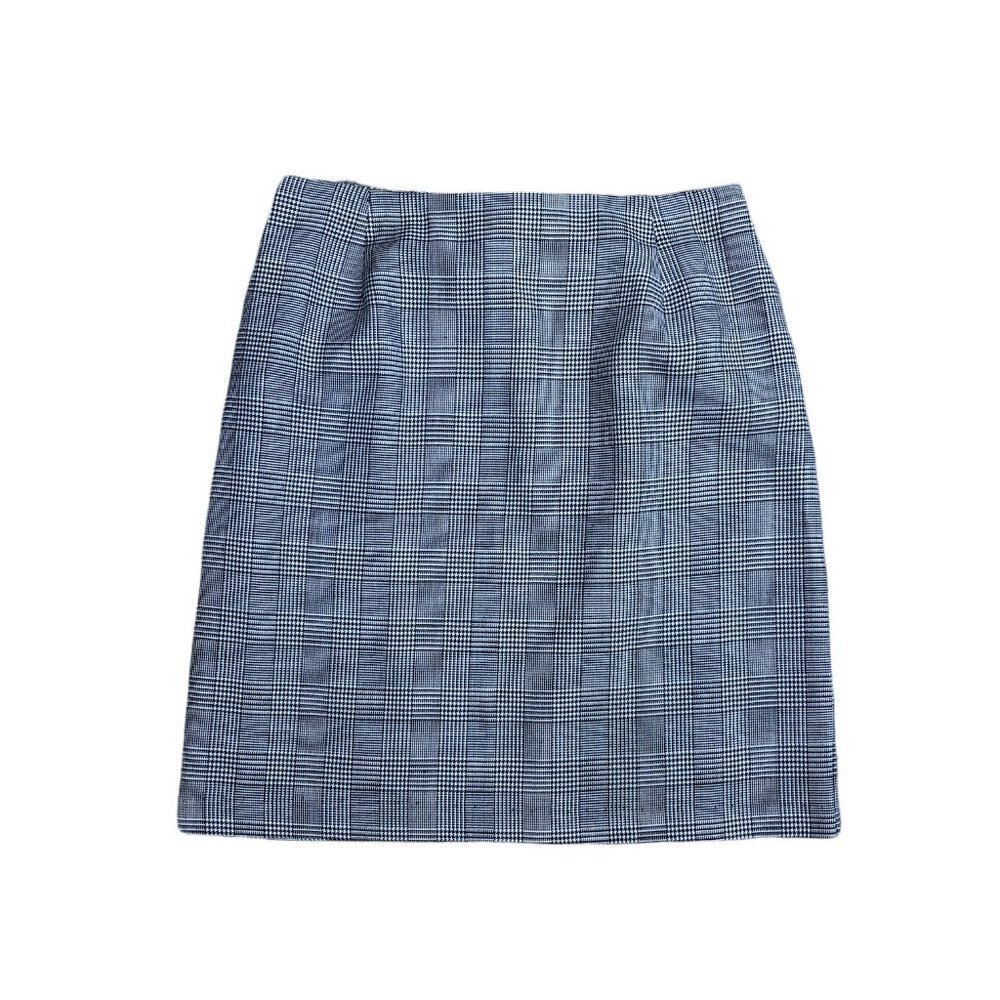 BRIGGS NEW YORK Vintage 80s 90s Skirt Women's 12 Grey Plaid Knee Length​​​​​​​​